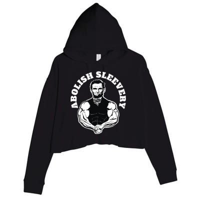 Abolish Sleevery Funny Abraham Lincoln Free The Sleeves Crop Fleece Hoodie