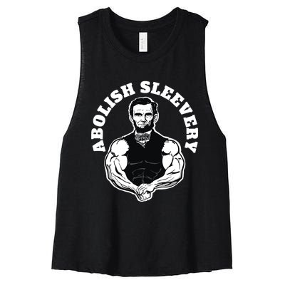 Abolish Sleevery Funny Abraham Lincoln Free The Sleeves Women's Racerback Cropped Tank