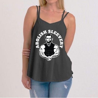 Abolish Sleevery Funny Abraham Lincoln Free The Sleeves Women's Strappy Tank