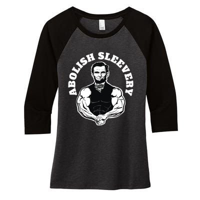 Abolish Sleevery Funny Abraham Lincoln Free The Sleeves Women's Tri-Blend 3/4-Sleeve Raglan Shirt