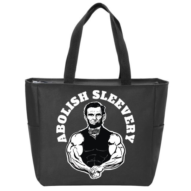 Abolish Sleevery Funny Abraham Lincoln Free The Sleeves Zip Tote Bag