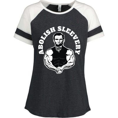 Abolish Sleevery Funny Abraham Lincoln Free The Sleeves Enza Ladies Jersey Colorblock Tee