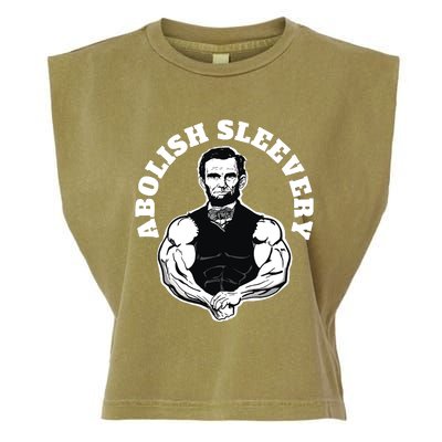 Abolish Sleevery Funny Abraham Lincoln Free The Sleeves Garment-Dyed Women's Muscle Tee