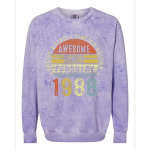 Awesome Since February 1988 35 Years Old 35th Birthday Gifts Colorblast Crewneck Sweatshirt