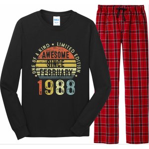 Awesome Since February 1988 35 Years Old 35th Birthday Gifts Long Sleeve Pajama Set