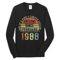 Awesome Since February 1988 35 Years Old 35th Birthday Gifts Tall Long Sleeve T-Shirt