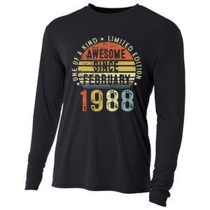 Awesome Since February 1988 35 Years Old 35th Birthday Gifts Cooling Performance Long Sleeve Crew