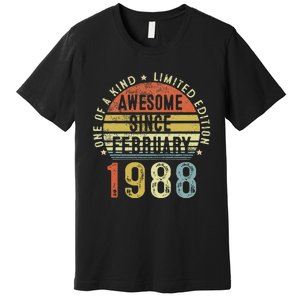 Awesome Since February 1988 35 Years Old 35th Birthday Gifts Premium T-Shirt