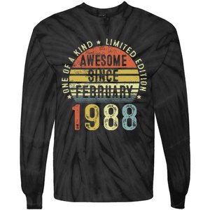 Awesome Since February 1988 35 Years Old 35th Birthday Gifts Tie-Dye Long Sleeve Shirt