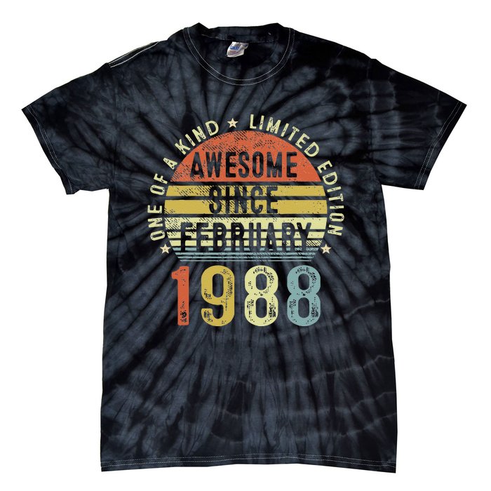 Awesome Since February 1988 35 Years Old 35th Birthday Gifts Tie-Dye T-Shirt