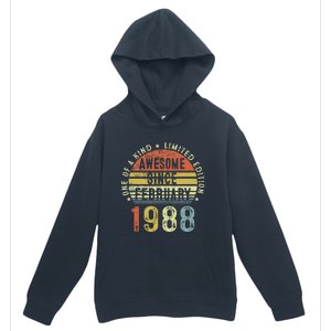 Awesome Since February 1988 35 Years Old 35th Birthday Gifts Urban Pullover Hoodie