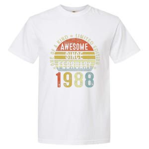 Awesome Since February 1988 35 Years Old 35th Birthday Gifts Garment-Dyed Heavyweight T-Shirt