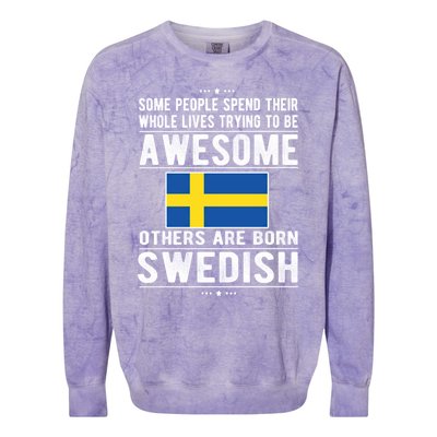 Awesome Swedish Flag Sweden Swedish Roots Gift Colorblast Crewneck Sweatshirt