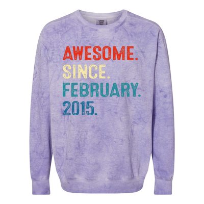 Awesome Since February 2015 8th Birthday Gift 8 Year Old Colorblast Crewneck Sweatshirt