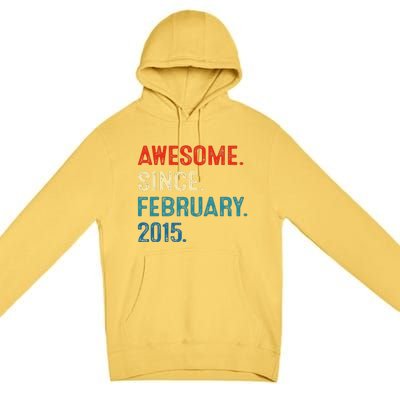 Awesome Since February 2015 8th Birthday Gift 8 Year Old Premium Pullover Hoodie