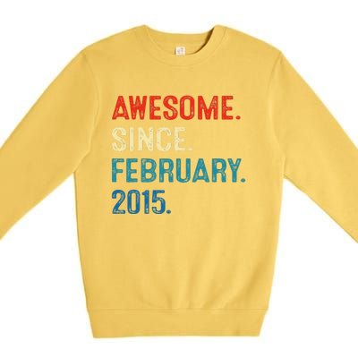 Awesome Since February 2015 8th Birthday Gift 8 Year Old Premium Crewneck Sweatshirt