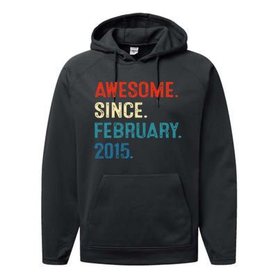 Awesome Since February 2015 8th Birthday Gift 8 Year Old Performance Fleece Hoodie