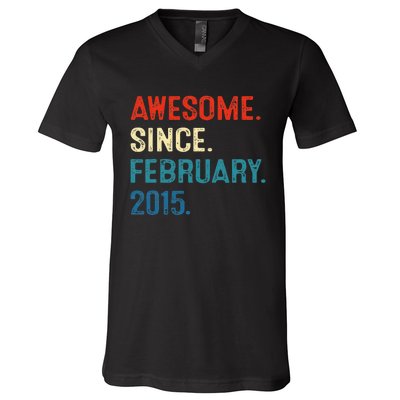 Awesome Since February 2015 8th Birthday Gift 8 Year Old V-Neck T-Shirt