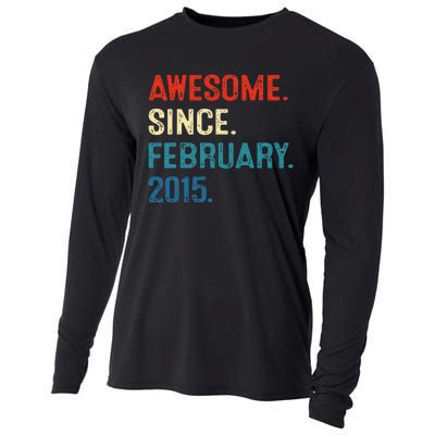 Awesome Since February 2015 8th Birthday Gift 8 Year Old Cooling Performance Long Sleeve Crew