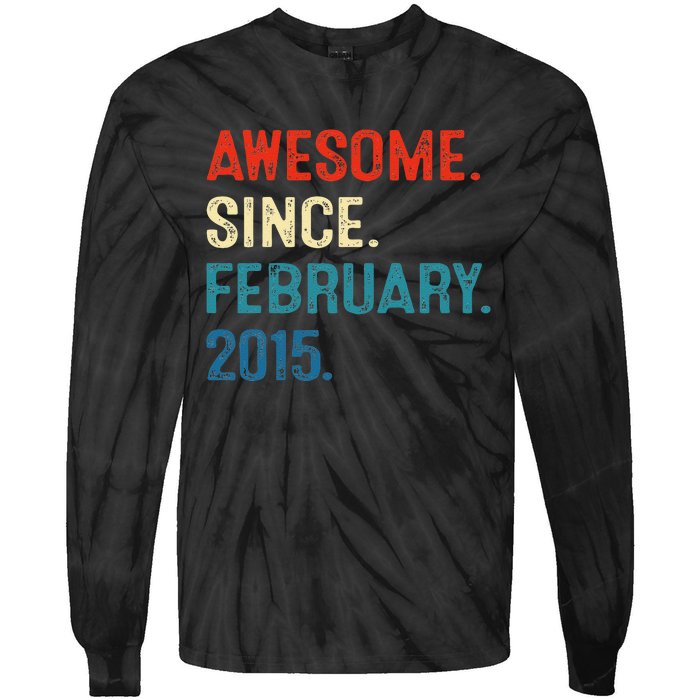 Awesome Since February 2015 8th Birthday Gift 8 Year Old Tie-Dye Long Sleeve Shirt