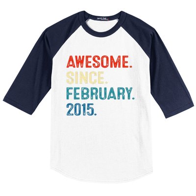 Awesome Since February 2015 8th Birthday Gift 8 Year Old Baseball Sleeve Shirt