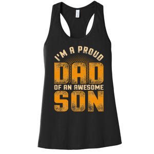 Awesome Son Family Daddy Fathers Day Men Im A Proud Dad Women's Racerback Tank