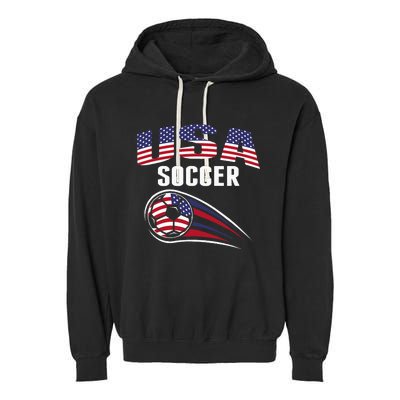 America Soccer Fans Jersey United States Football Lovers Garment-Dyed Fleece Hoodie