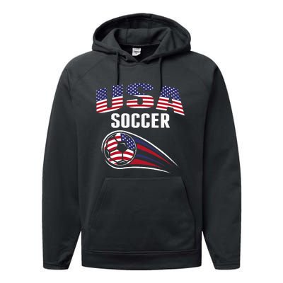 America Soccer Fans Jersey United States Football Lovers Performance Fleece Hoodie