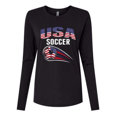 America Soccer Fans Jersey United States Football Lovers Womens Cotton Relaxed Long Sleeve T-Shirt