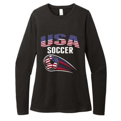 America Soccer Fans Jersey United States Football Lovers Womens CVC Long Sleeve Shirt