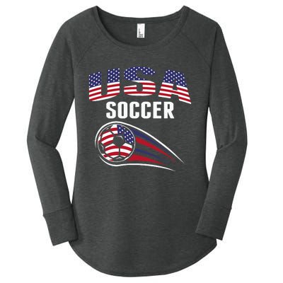 America Soccer Fans Jersey United States Football Lovers Women's Perfect Tri Tunic Long Sleeve Shirt