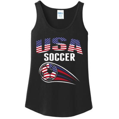 America Soccer Fans Jersey United States Football Lovers Ladies Essential Tank