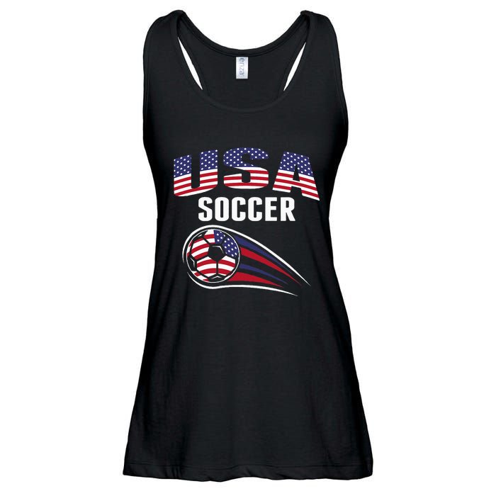 America Soccer Fans Jersey United States Football Lovers Ladies Essential Flowy Tank