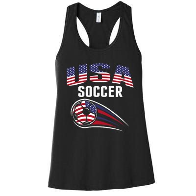 America Soccer Fans Jersey United States Football Lovers Women's Racerback Tank