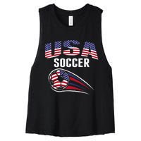 America Soccer Fans Jersey United States Football Lovers Women's Racerback Cropped Tank