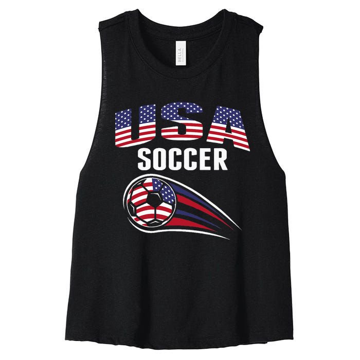 America Soccer Fans Jersey United States Football Lovers Women's Racerback Cropped Tank