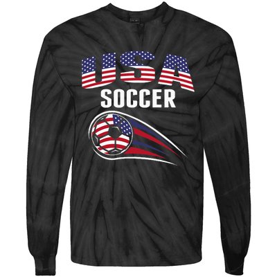 America Soccer Fans Jersey United States Football Lovers Tie-Dye Long Sleeve Shirt