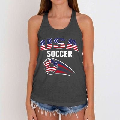 America Soccer Fans Jersey United States Football Lovers Women's Knotted Racerback Tank