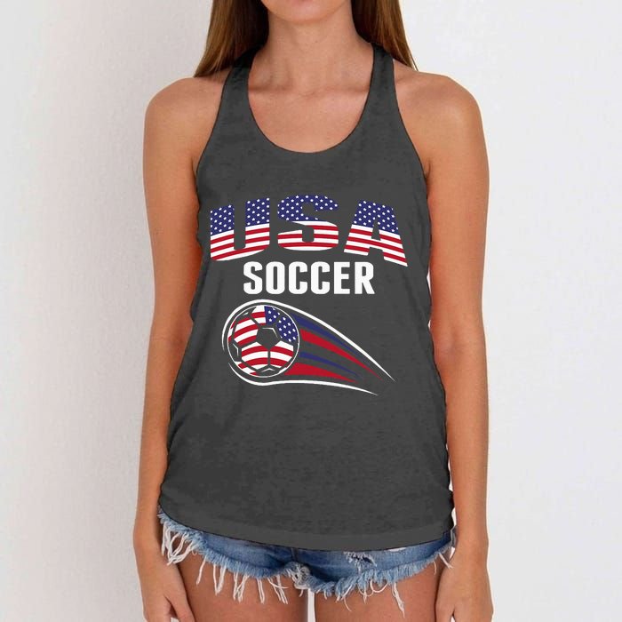 America Soccer Fans Jersey United States Football Lovers Women's Knotted Racerback Tank