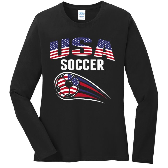 America Soccer Fans Jersey United States Football Lovers Ladies Long Sleeve Shirt