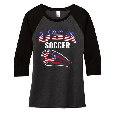 America Soccer Fans Jersey United States Football Lovers Women's Tri-Blend 3/4-Sleeve Raglan Shirt