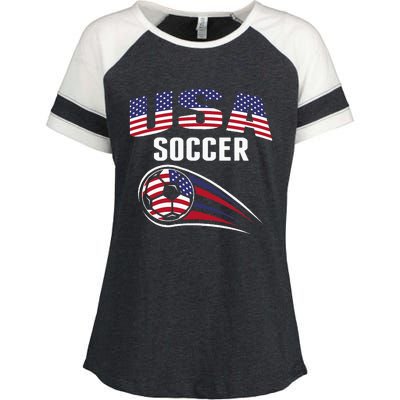 America Soccer Fans Jersey United States Football Lovers Enza Ladies Jersey Colorblock Tee