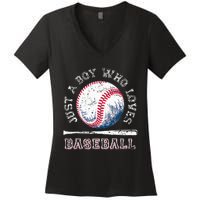 American Sport Fan Baseball Lover Batter Baseball Women's V-Neck T-Shirt