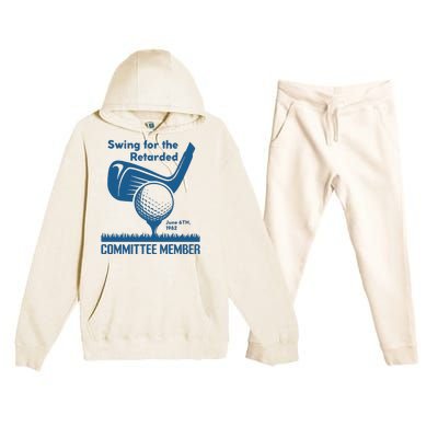 Awesome Swing For The Retarded Committee Member June 6th 1982 Premium Hooded Sweatsuit Set