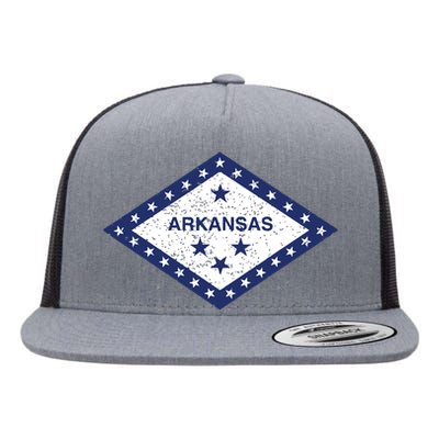 Arkansas State Flag Vintage Distressed Design T Flat Bill Trucker Hat