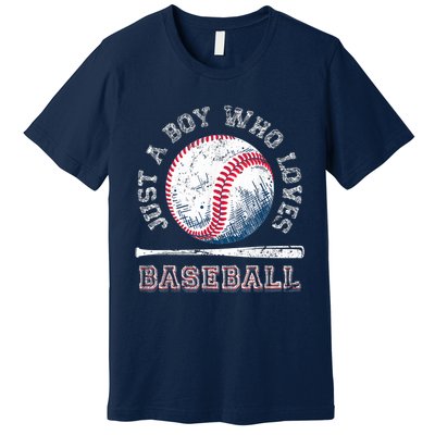 American Sport Fan Baseball Lover Boy Batter Baseball Premium T-Shirt