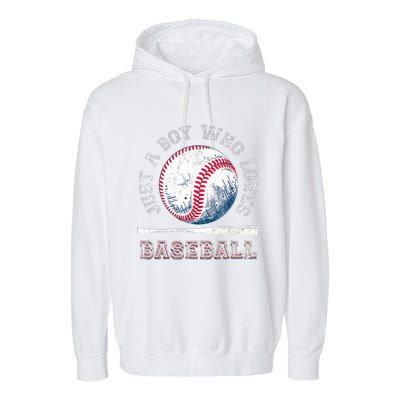 American Sport Fan Baseball Lover Boy Batter Baseball Garment-Dyed Fleece Hoodie