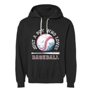 American Sport Fan Baseball Lover Boy Batter Baseball Garment-Dyed Fleece Hoodie