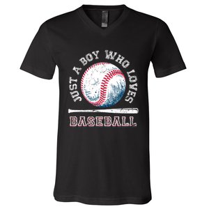 American Sport Fan Baseball Lover Boy Batter Baseball V-Neck T-Shirt