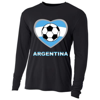Argentina Soccer Football Argentinian Flag Cooling Performance Long Sleeve Crew